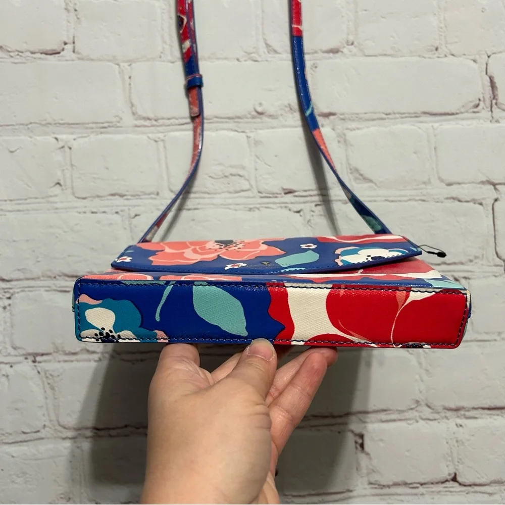 kate spade Blue Floral Crossbody Bag with Pink, Red and White Accents - Picture 3 of 8